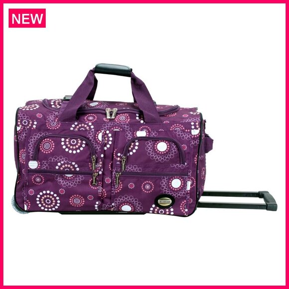 Handbags - 22 Inch Rolling Duffel Bag with Skate Wheels, Heavy Duty Polyester Travel